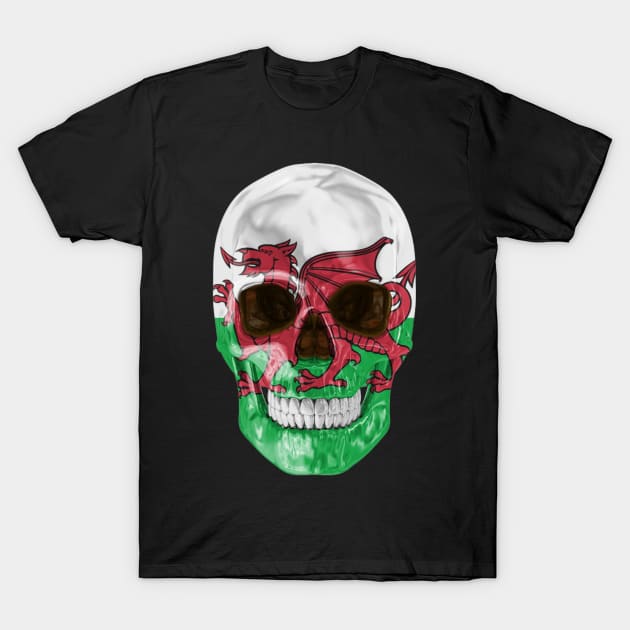 Wales Flag Skull - Gift for Welsh With Roots From Wales T-Shirt by Country Flags